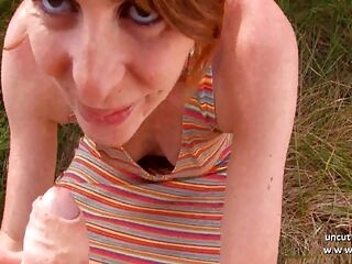 Fledgling french ginger-haired bitch bum torn up with jizz to mouth outdoor